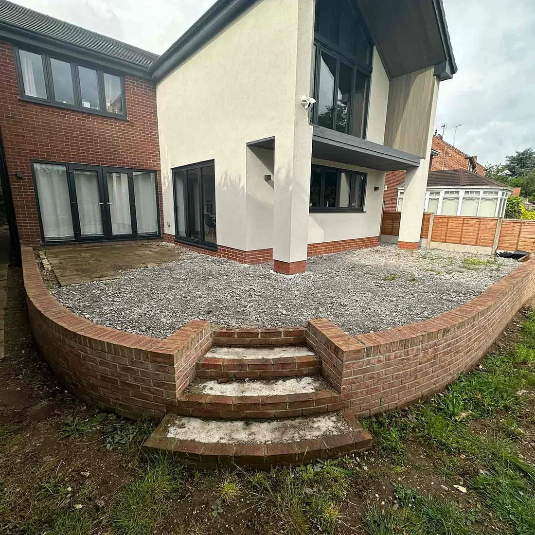 patio and steps before