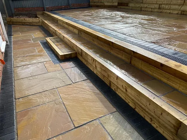 Sandstone paved steps
